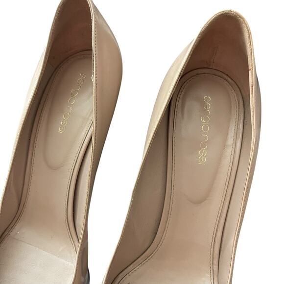 Sergio Rossi EUR 40.5 US 10.5 Peep Toe Stiletto Heels Nude Beige Platform - Picture 4 of 16